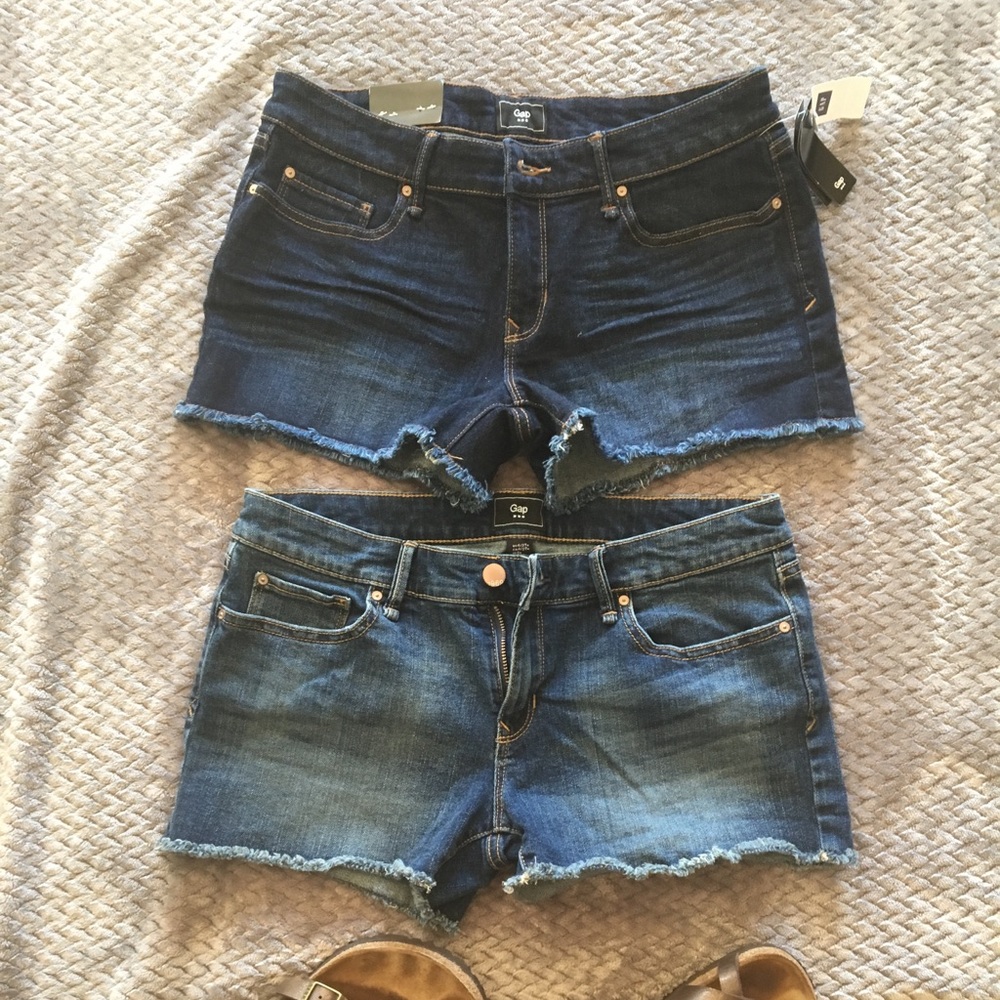 3 pair Gap Shorts size 4: 2 blue denim 1 black